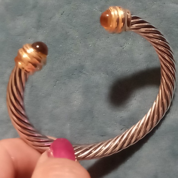 Lot of 4 bracelets 1 Cable cuff, Amber end & 3 expandable silver links. like new - Picture 5 of 10